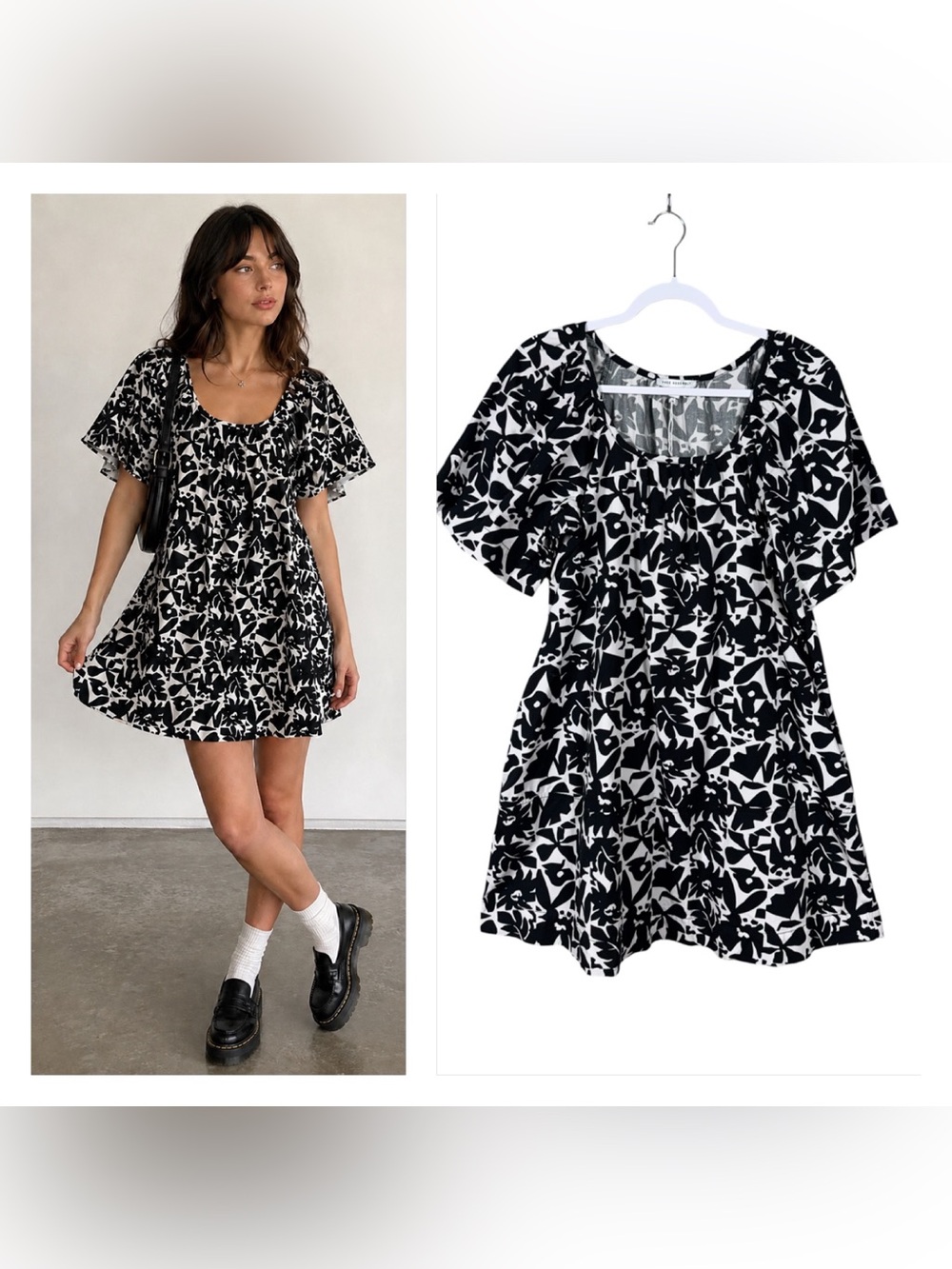 Womens Floral Babydoll Mini Dress Size XS Indie‎ Bohemian Artsy Resort Occasion